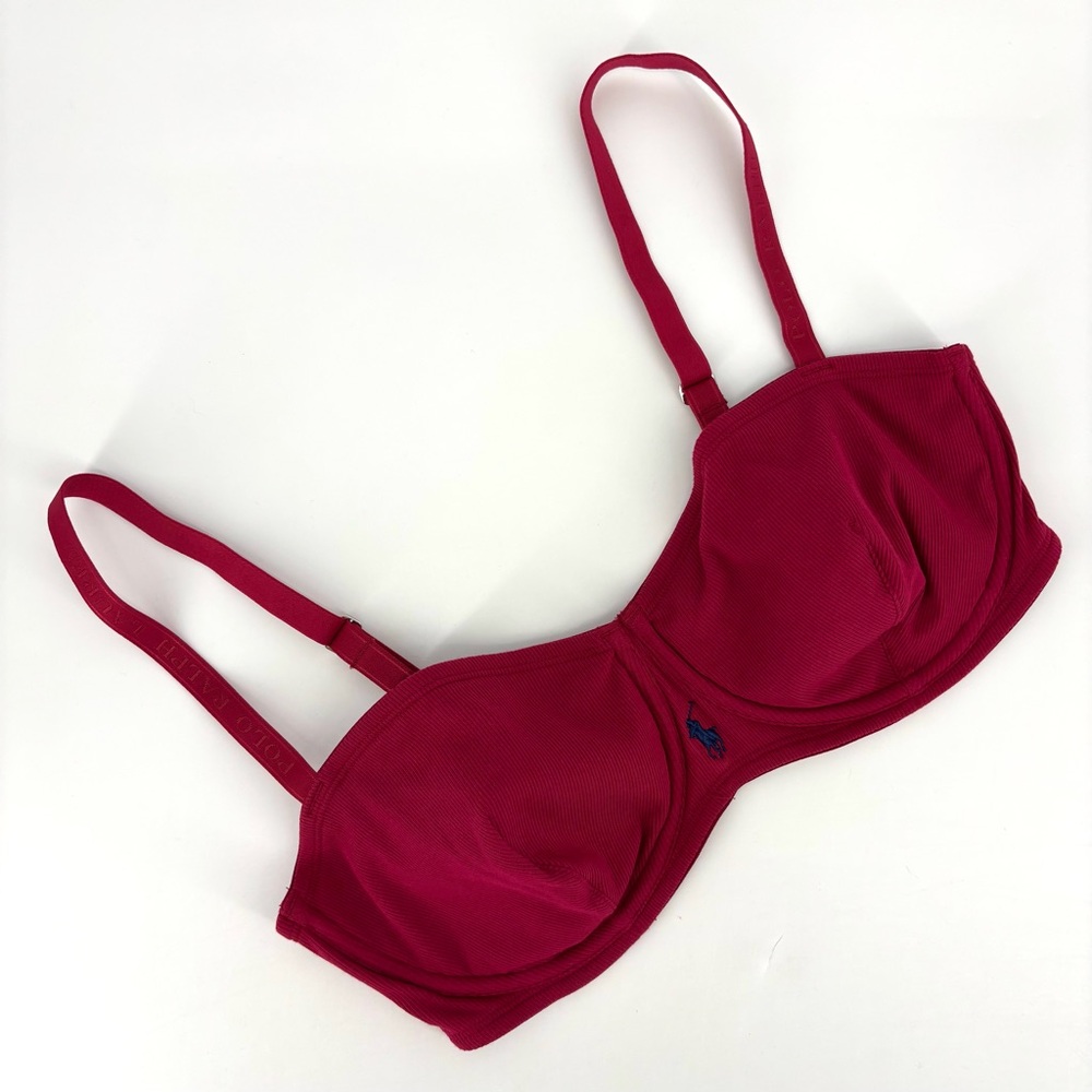 Polo Ralph Lauren NWT Classic Red Modern Rib Balconette Bra, 38DD